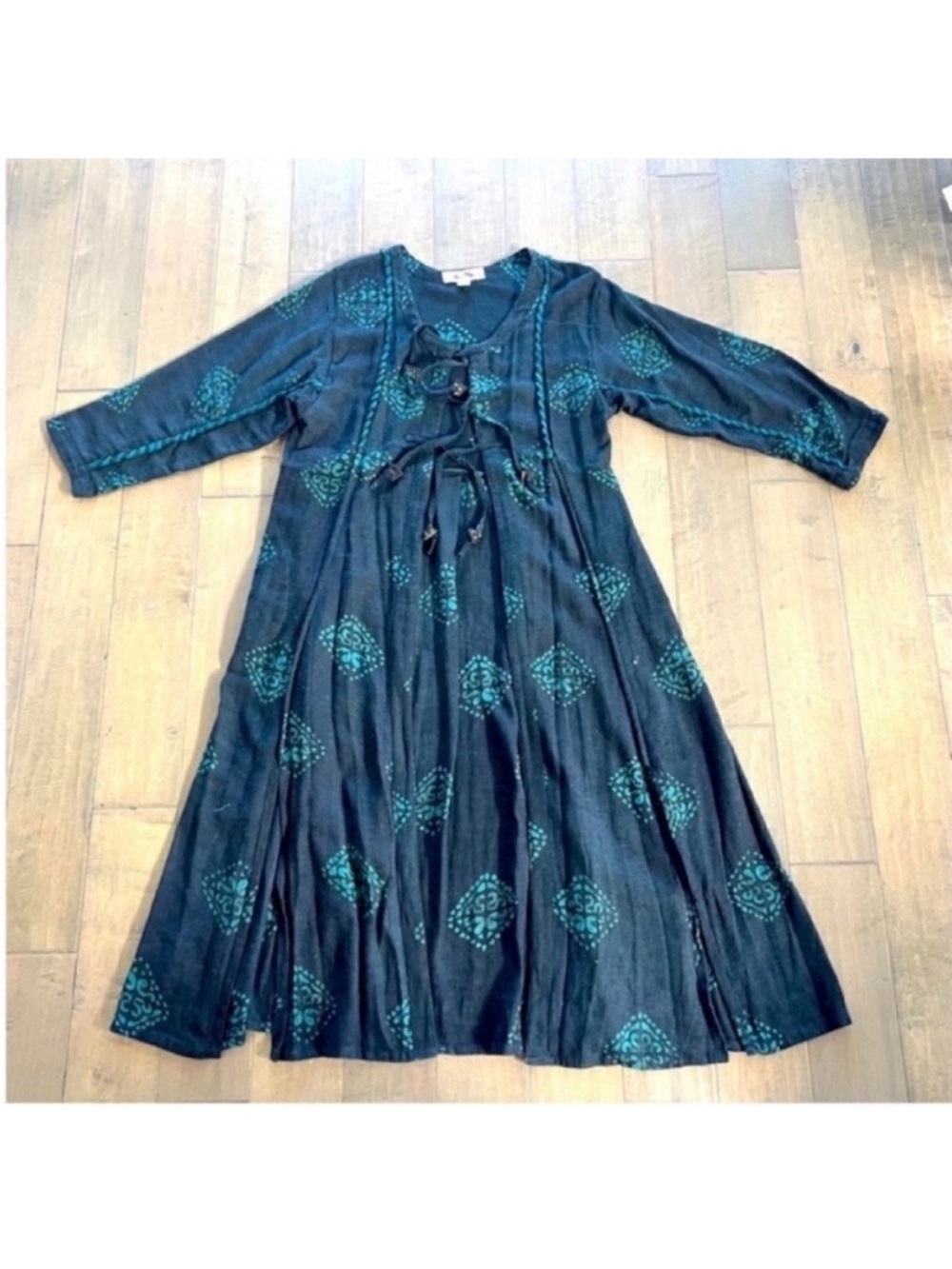 VINTAGE SUKA DUKA INJIRA INDIAN COTTON DUSTER DRESS
